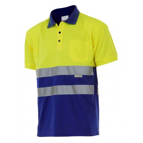 POLO DE ALTA VISIBILIDAD BICOLOR  VELILLA 305504 Amarillo y Azul