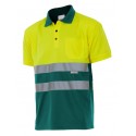 POLO DE ALTA VISIBILIDAD BICOLOR  VELILLA 305504. Verde y Amarillo