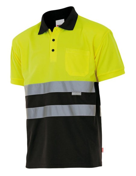 POLO DE ALTA VISIBILIDAD BICOLOR  VELILLA 305504. Negro y Amarillo POLO DE ALTA VISIBILIDAD BICOLOR  VELILLA 305504. Negro y Amarillo