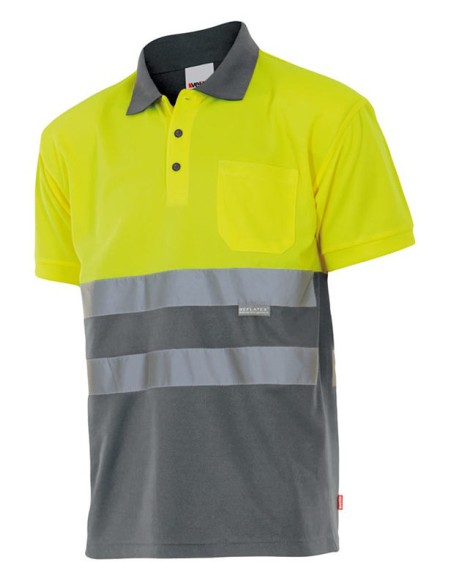 POLO DE ALTA VISIBILIDAD BICOLOR  VELILLA 305504. Amarillo y Gris POLO DE ALTA VISIBILIDAD BICOLOR  VELILLA 305504. Amarillo y Gris