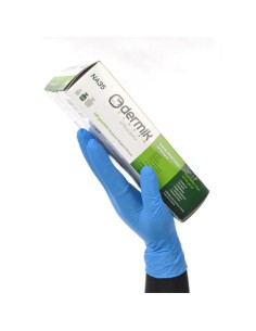 Guantes desechables de nitrilo azul sin polvo NA35 Dermik para electrónica y alimentación