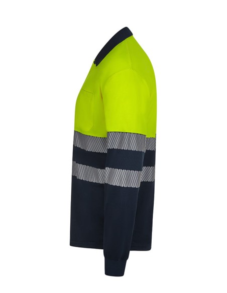 POLO 305535 POLIESTER RECICLADO BICOLOR MANGA LARGA CINTA SEGMENTADA