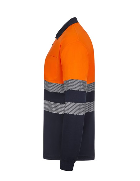 POLO 305535 POLIESTER RECICLADO BICOLOR MANGA LARGA CINTA SEGMENTADA