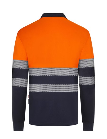 POLO 305535 POLIESTER RECICLADO BICOLOR MANGA LARGA CINTA SEGMENTADA