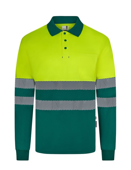 POLO 305535 POLIESTER RECICLADO BICOLOR MANGA LARGA CINTA SEGMENTADA