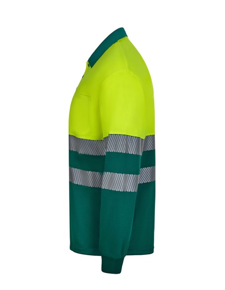 POLO 305535 POLIESTER RECICLADO BICOLOR MANGA LARGA CINTA SEGMENTADA