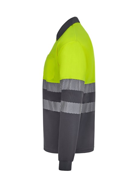 POLO 305535 POLIESTER RECICLADO BICOLOR MANGA LARGA CINTA SEGMENTADA