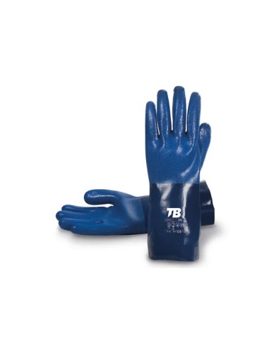 Guante químico de nitrilo azul Tomás Bodero 270 con doble baño de protección