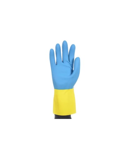 Guante químico de látex y neopreno azul y...