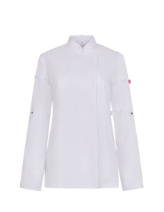 Chaqueta de cocina para mujer Velilla 405211W blanca con tejido Coolmax 2