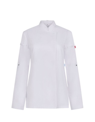 Chaqueta de cocina para mujer Velilla 405211W blanca con tejido Coolmax